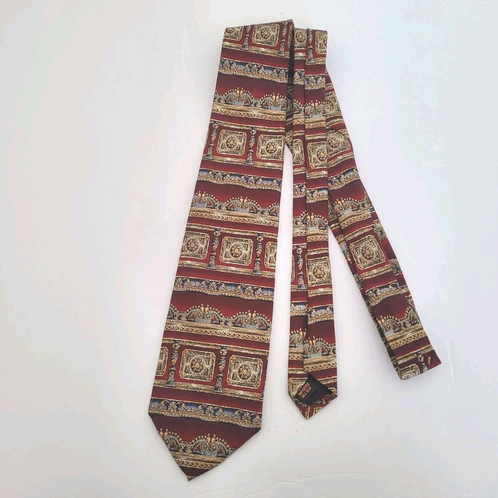 Dimitrius Men's Neck Tie Necktie All Silk Red Burgundy Colorful Boho Baroque‎
